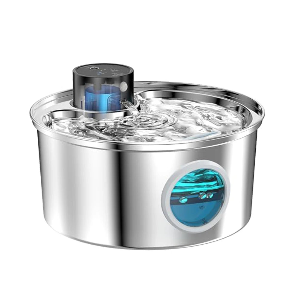 3.2L USB Rechargeable Cat & Dog Water Fountain – Stainless Steel Motion Sensor Dispenser for Multi-Pet Homes