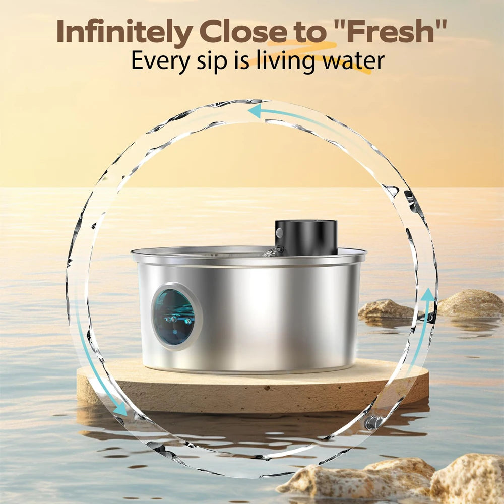3.2L USB Rechargeable Cat & Dog Water Fountain – Stainless Steel Motion Sensor Dispenser for Multi-Pet Homes