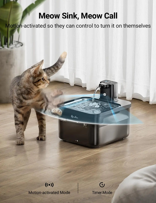 2.5L Automatic Stainless Steel Cat Water Fountain – Wireless, Silent & Hygienic