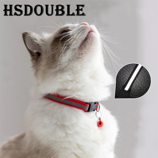 2-Pack Reflective Adjustable Cat & Small Dog Collars – 12 Colors with Bell & Quick Release Buckle