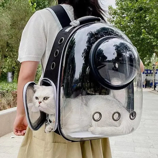 Premium SpaceCapsule Pet Backpack – Transparent, Breathable & Travel-Ready Cat & Dog Carrier