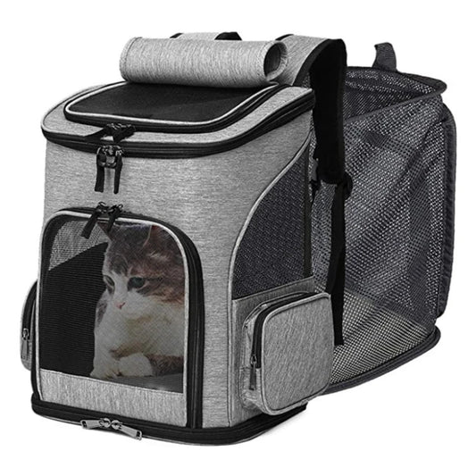 Expandable Foldable Pet Carrier Backpack – Breathable & Spacious Travel Bag for Cats & Dogs