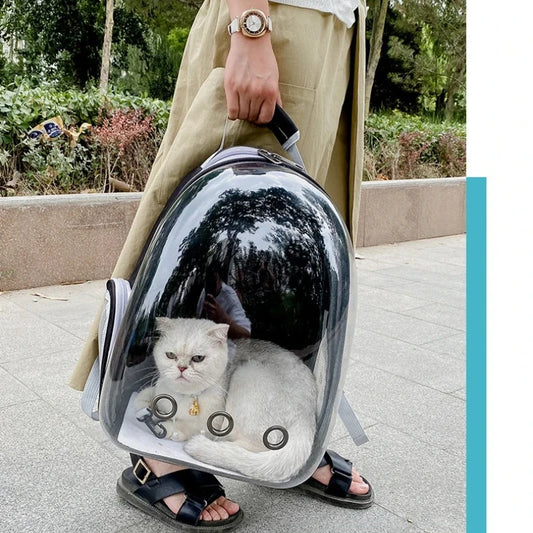 Premium SpaceCapsule Pet Backpack – Transparent, Breathable & Travel-Ready Cat & Dog Carrier