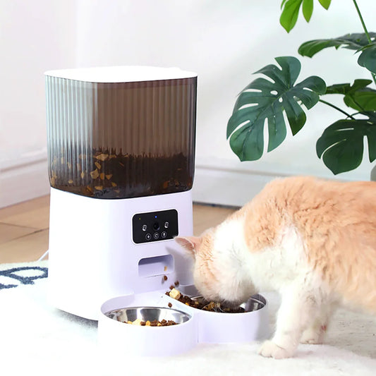 Smart Automatic Cat Feeder with Camera – Dual Bowl, Voice Recorder & HD Video Monitoring