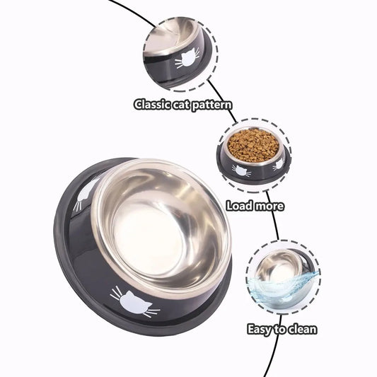Stainless Steel Non-Slip Double Wall Pet Bowl – Insulated & Whisker-Friendly Design