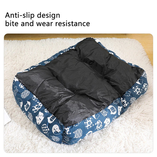 Large Warm Dog Bed & Cat Sofa – Thickened Breathable Pet Basket with Anti-Slip Base