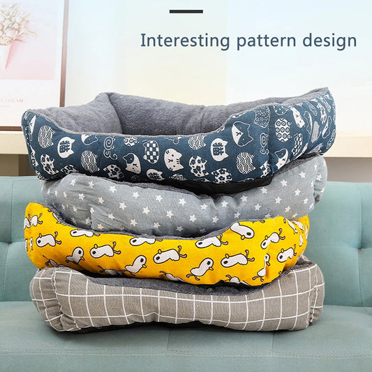 Large Warm Dog Bed & Cat Sofa – Thickened Breathable Pet Basket with Anti-Slip Base